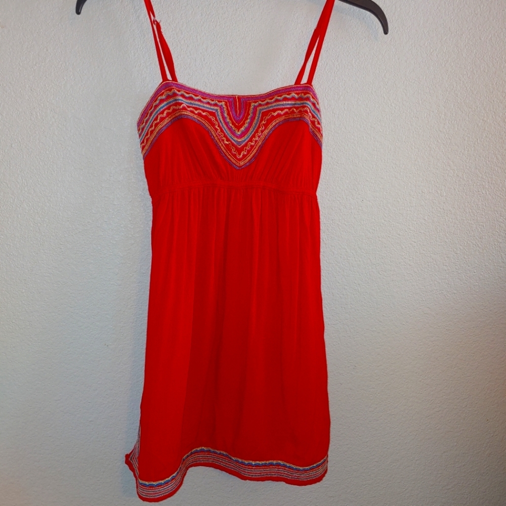 Twenty  red colorful detail Babydoll fit blouse small medium vibrant ruching
